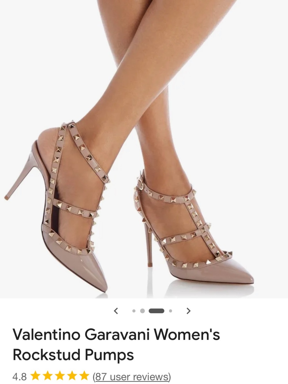 Valentino Nude Patent Leather Rockstud T-Strap Pumps
